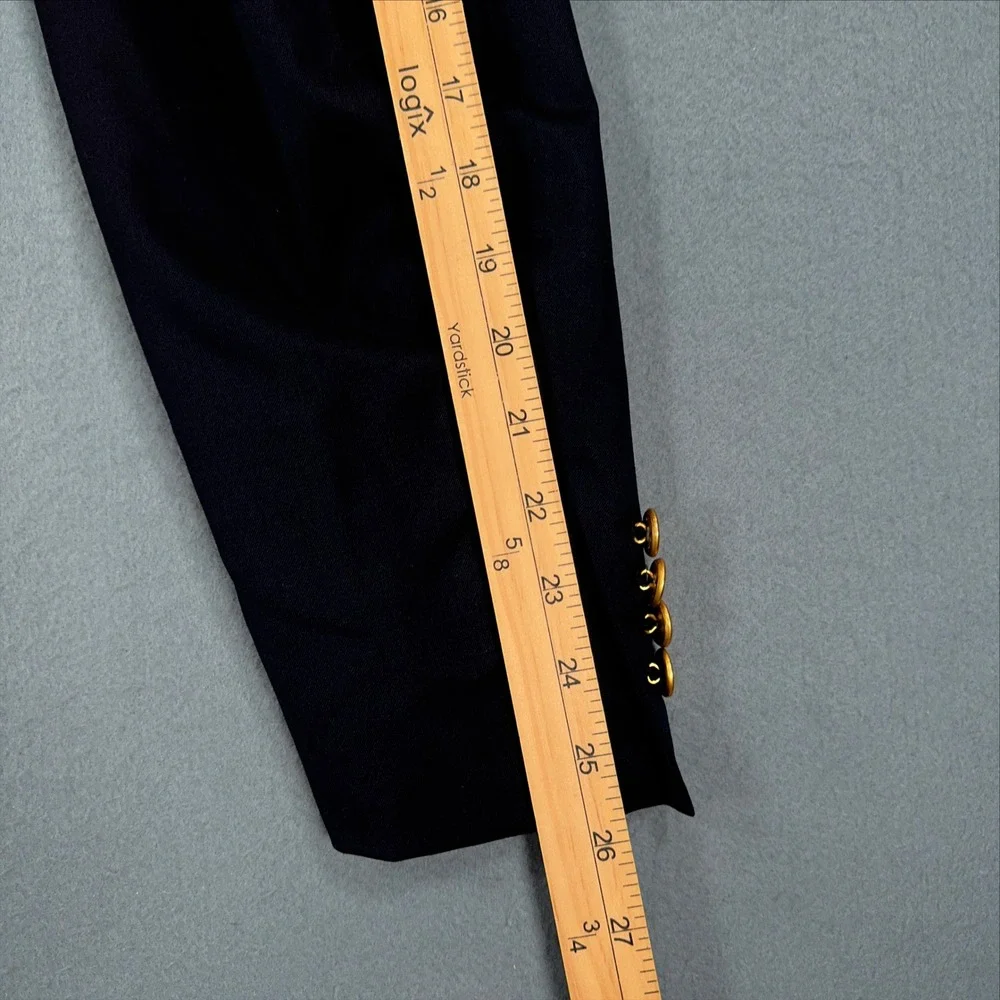 Brooks Brothers 346 Mens Navy Wool 3 Button Blazer Gold Buttons 48L